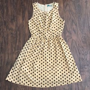 Pim + Larkin gold & black polka dot dress Sz S